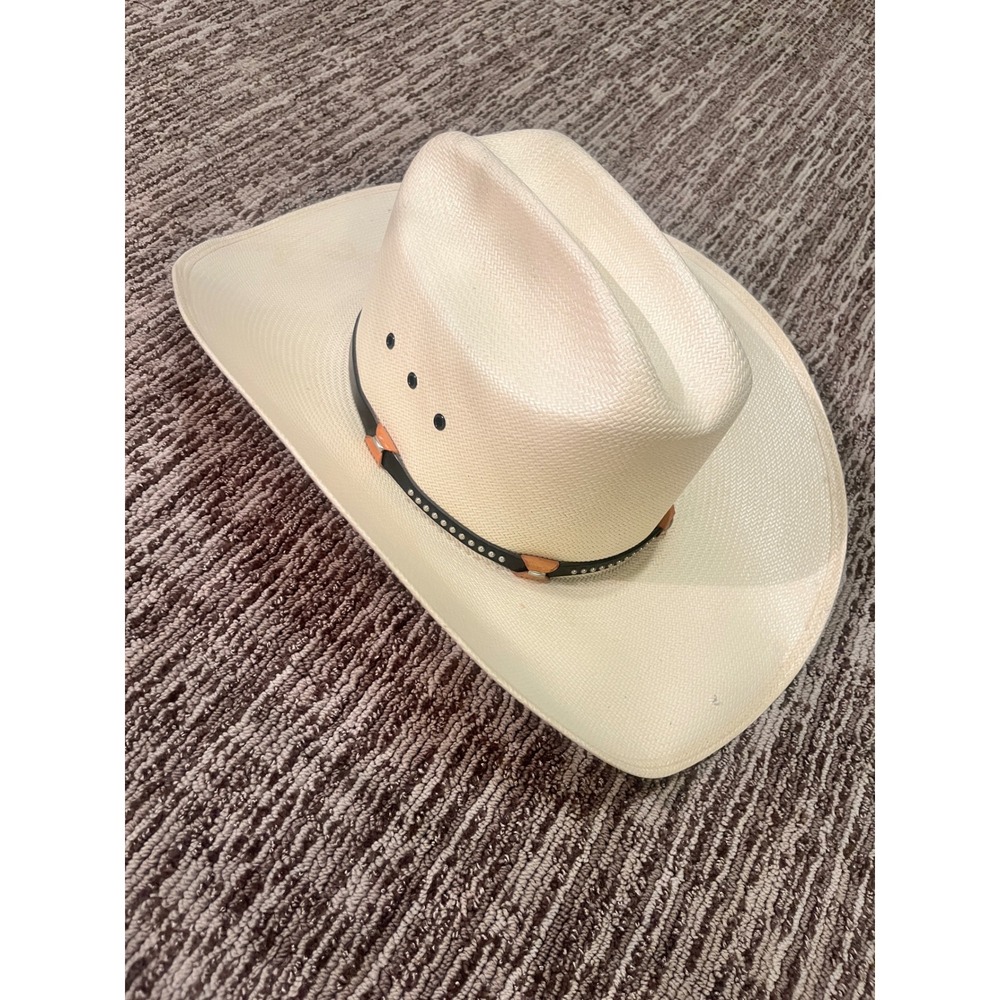 Resistol 8X Genuine Shantung Panama Straw Cowboy Hat 7 1/4 Crandall Ivory 8187